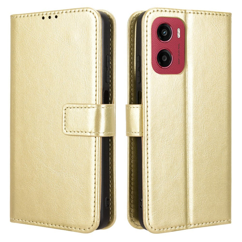 EIDERWOOD Motorola Moto G05 / E15 Faux Leather Flip Case with Strap - Gold