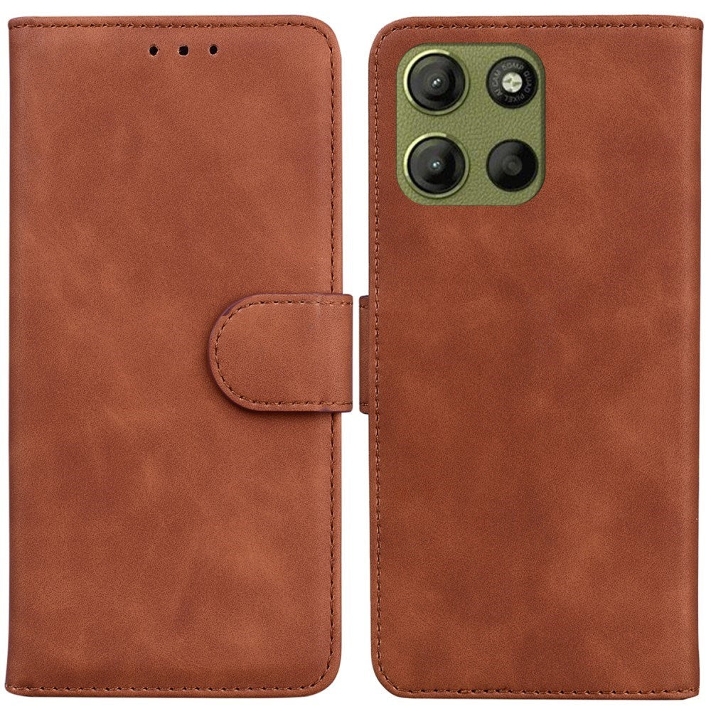 EIDERWOOD Motorola Moto G15 Faux Leather Flip Case with Card Holder & Stand Function - Brown