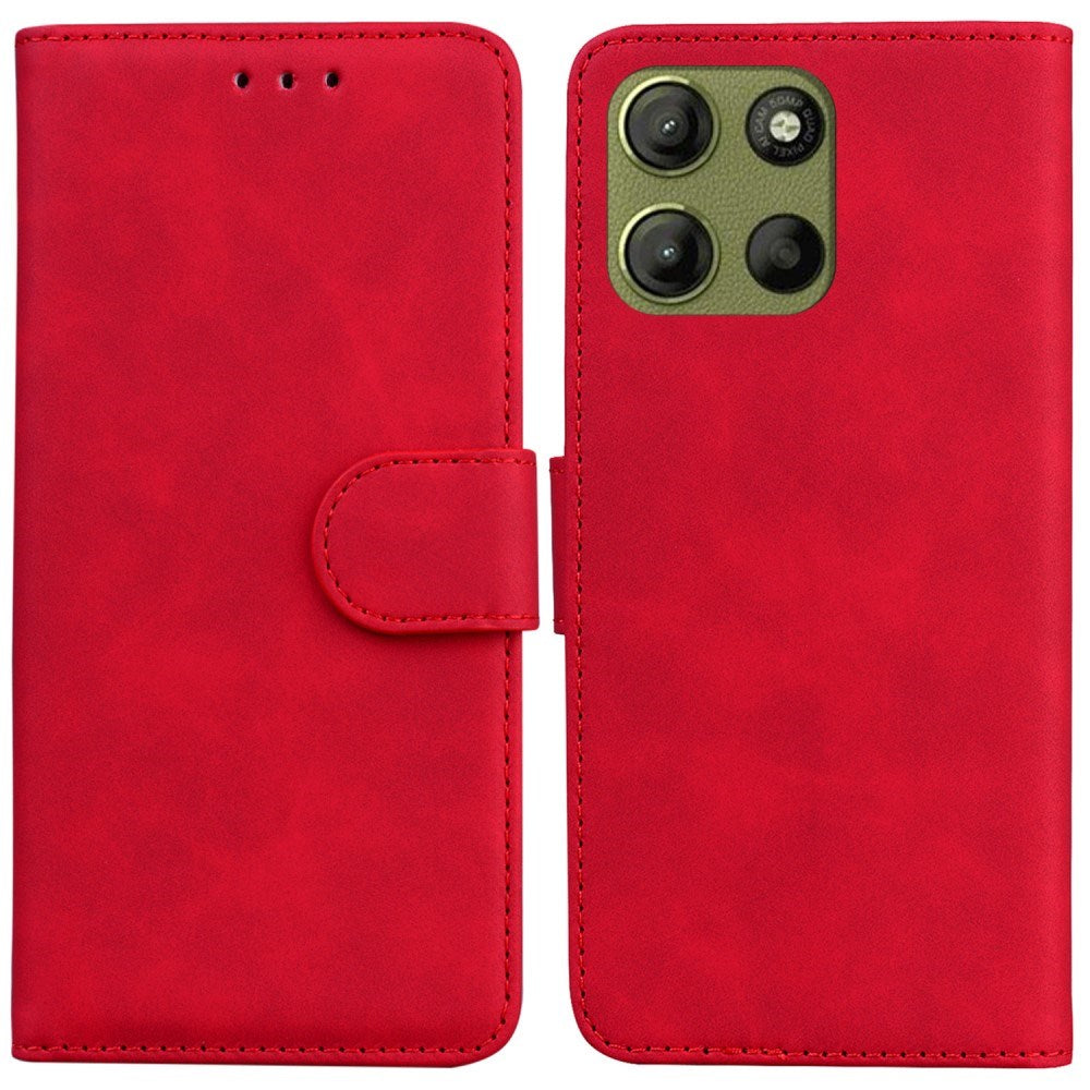 EIDERWOOD Motorola Moto G15 Faux Leather Flip Case with Card Holder & Stand Function - Red