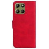 EIDERWOOD Motorola Moto G15 Faux Leather Flip Case with Card Holder & Stand Function - Red