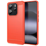 EIDERWOOD Xiaomi Redmi Note 14 (4G) Brushed Carbon Fiber Flexible Plastic Case - Red