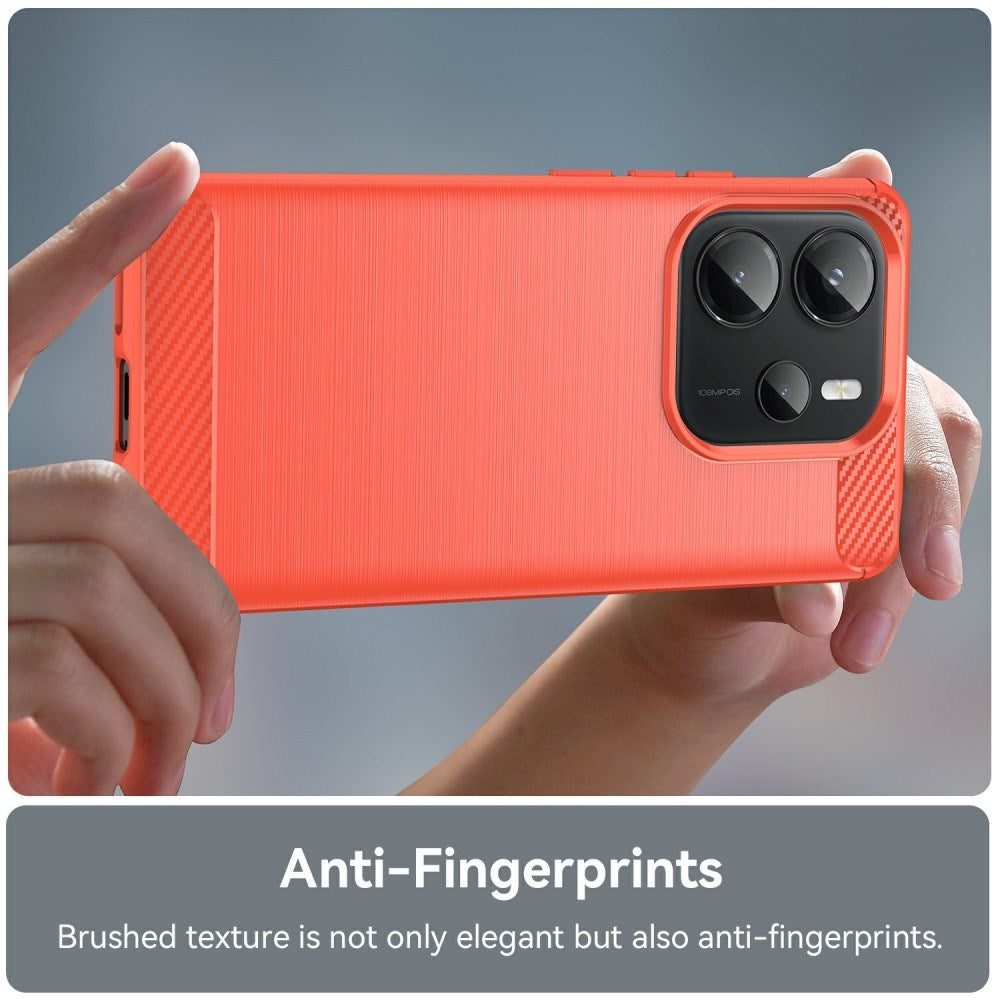 EIDERWOOD Xiaomi Redmi Note 14 (4G) Brushed Carbon Fiber Flexible Plastic Case - Red