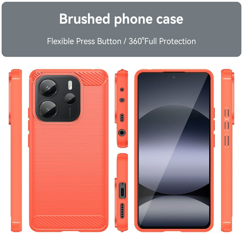 EIDERWOOD Xiaomi Redmi Note 14 (4G) Brushed Carbon Fiber Flexible Plastic Case - Red