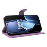 EIDERWOOD OnePlus 13R Flip Case with Engraved Motif - Card Holder & Stand Function - Purple