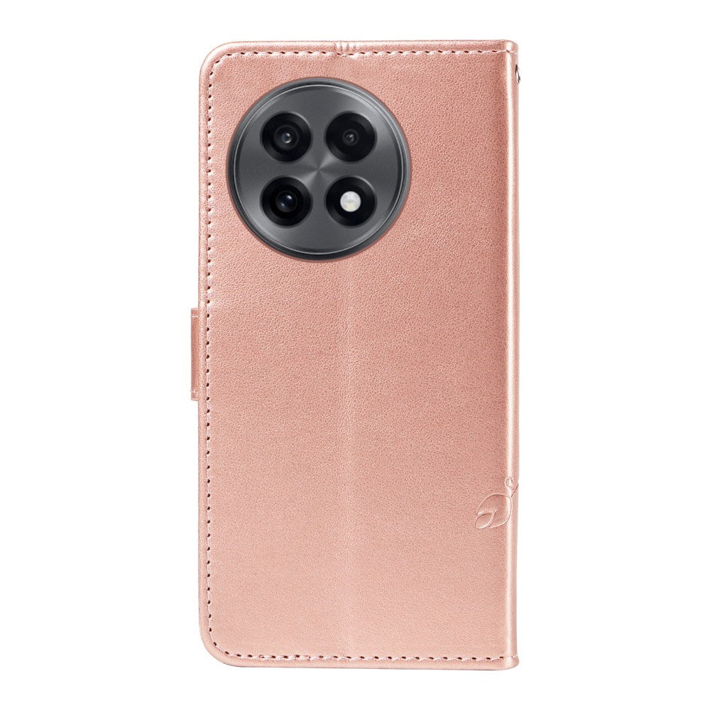EIDERWOOD OnePlus 13R Flip Case with Engraved Motif - Card Holder & Stand Function - Rose Gold