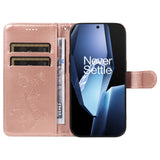 EIDERWOOD OnePlus 13R Flip Case with Engraved Motif - Card Holder & Stand Function - Rose Gold