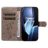 EIDERWOOD OnePlus 13R Flip Case with Engraved Motif - Card Holder & Stand Function - Grey