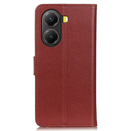 EIDERWOOD Xiaomi Poco X7 Pro Litchi Faux Leather Flip Case with Wallet - Brown