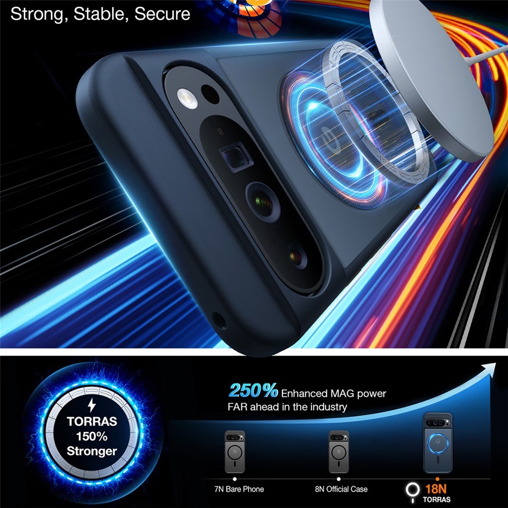 Google Pixel 9 Pro XL TORRAS Mat Case - MagSafe Compatible - Transparent / Dark Blue