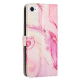 EIDERWOOD iPhone 16e Faux Leather Flip Case with Wallet & Strap - Marble Design - Pink