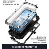 iPhone 17e / 16e R-JUST Hybrid Rugged Case with Built-In Screen Protector & Kickstand - Silver