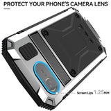 iPhone 17e / 16e R-JUST Hybrid Rugged Case with Built-In Screen Protector & Kickstand - Silver
