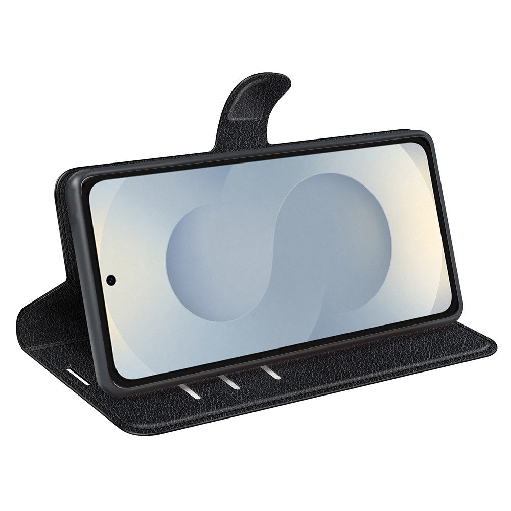 EIDERWOOD Samsung Galaxy S25 Edge Litchi Faux Leather Flip Case with Wallet - Black