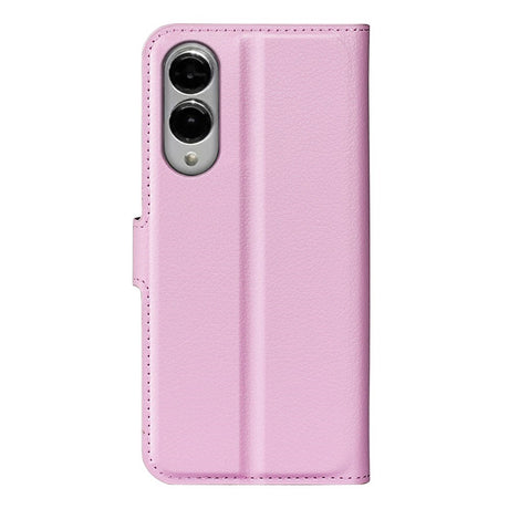 EIDERWOOD Samsung Galaxy S25 Edge Litchi Faux Leather Flip Case with Wallet - Pink