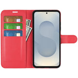 EIDERWOOD Samsung Galaxy S25 Edge Litchi Faux Leather Flip Case with Wallet - Red