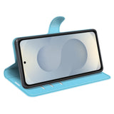 EIDERWOOD Samsung Galaxy S25 Edge Litchi Faux Leather Flip Case with Wallet - Blue