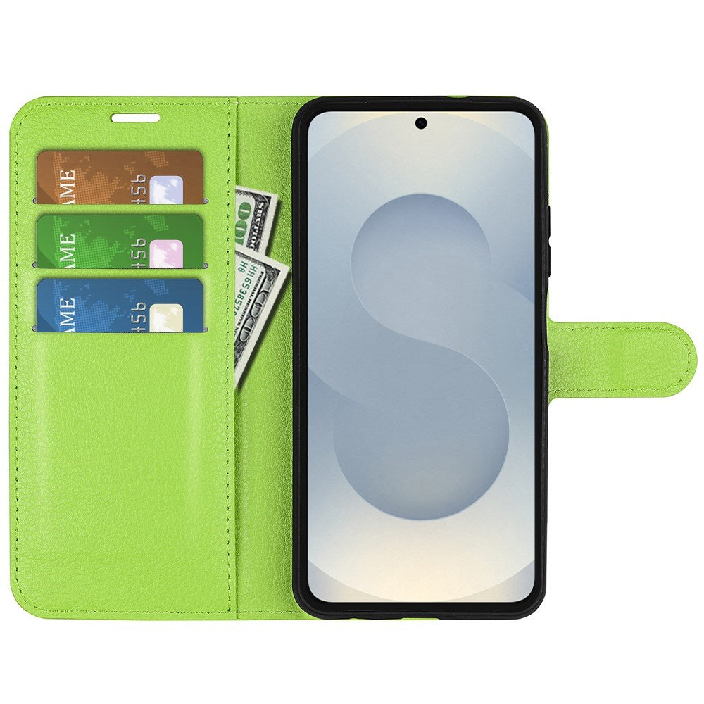 EIDERWOOD Samsung Galaxy S25 Edge Litchi Faux Leather Flip Case with Wallet - Green