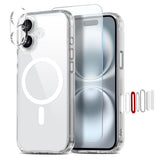 NORTHJO iPhone 16 Plus 360° Protection Set with Camera Lens Protection & Screen Protection & Hybrid Case - MagSafe Compatible - Transparent
