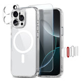 NORTHJO iPhone 16 Pro Max 360° Protection Set with Camera Lens Protection & Screen Protection & Hybrid Case - MagSafe Compatible - Transparent