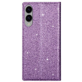 EIDERWOOD Samsung Galaxy S25 Edge Faux Leather Flip Case with Wallet - Glitter - Purple