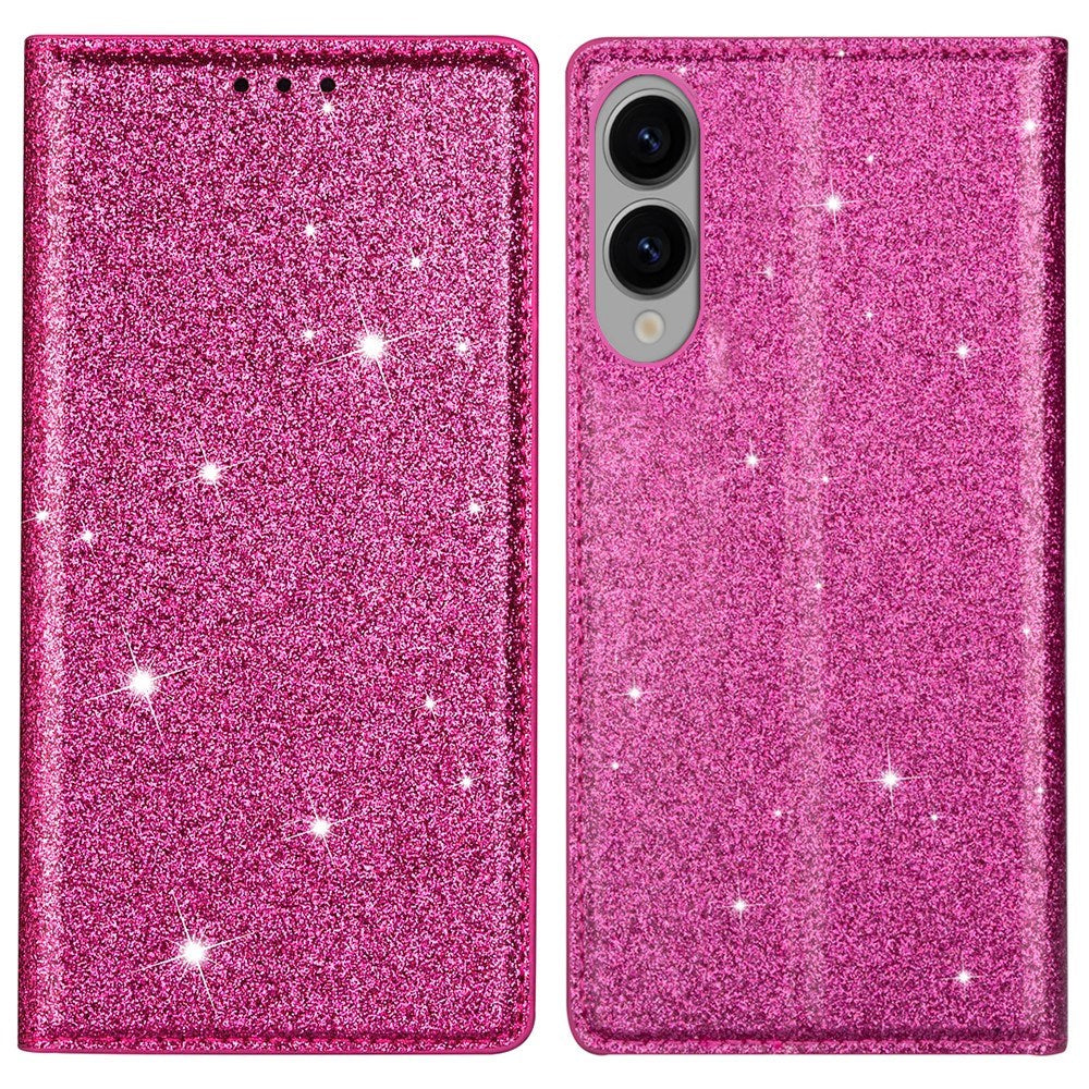 EIDERWOOD Samsung Galaxy S25 Edge Faux Leather Flip Case with Wallet - Glitter - Pink
