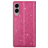 EIDERWOOD Samsung Galaxy S25 Edge Faux Leather Flip Case with Wallet - Glitter - Pink