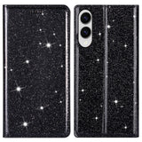EIDERWOOD Samsung Galaxy S25 Edge Faux Leather Flip Case with Wallet - Glitter - Black