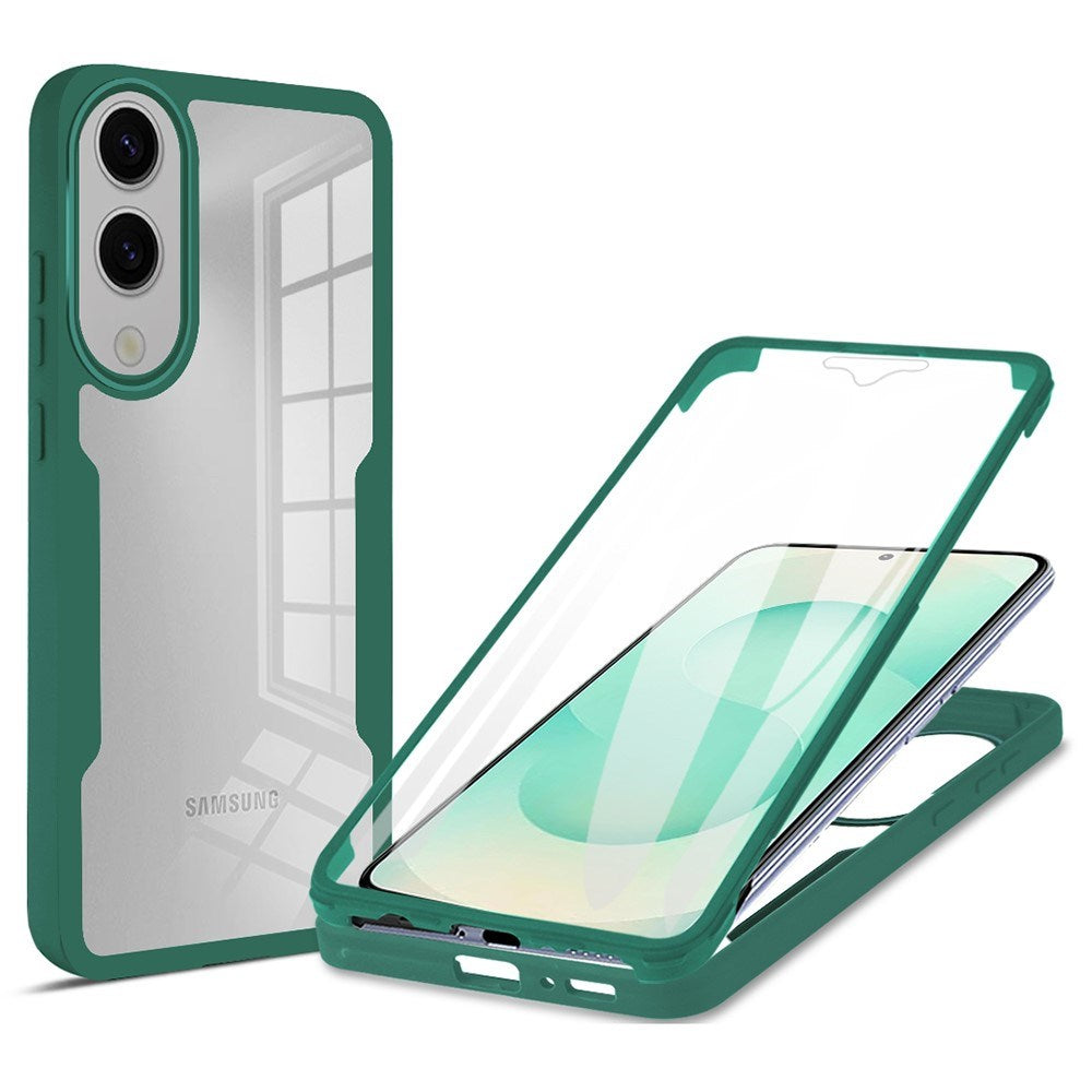 EIDERWOOD Samsung Galaxy S25 Edge Case with Full Protection and Screen Protector Film - Transparent / Green Edge