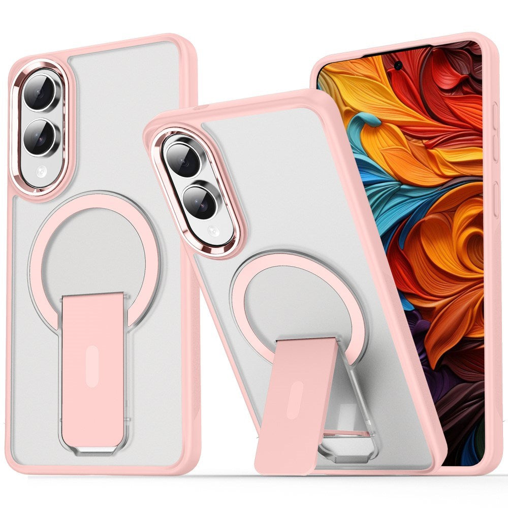 EIDERWOOD Samsung Galaxy S25 Edge Hybrid Case with Stand Function - MagSafe Compatible - Transparent / Pink