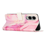 EIDERWOOD Samsung Galaxy S25 Edge Marble Patterned Faux Leather Flip Case with Strap - Pink