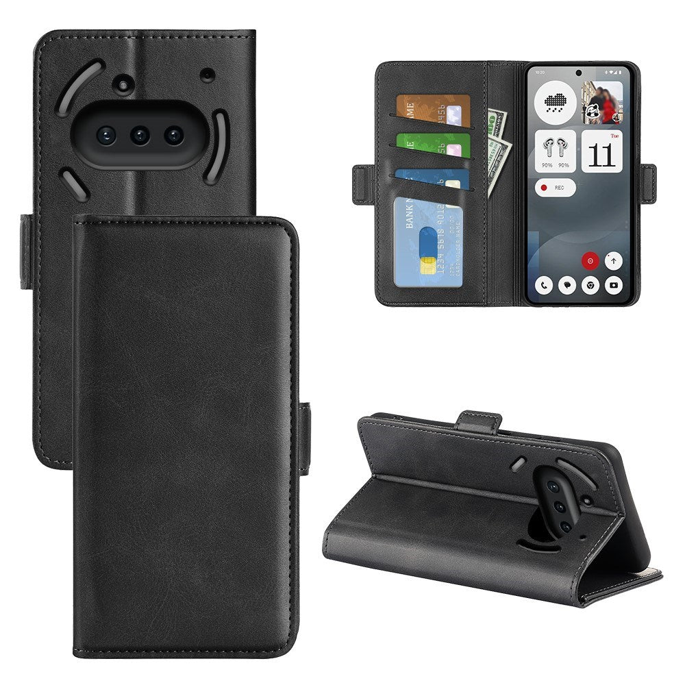 EIDERWOOD Nothing Phone (3a) Faux Leather Flip Case with Wallet & Stand Function - Black