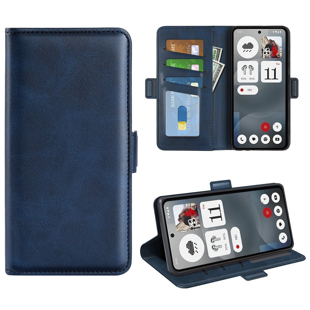 EIDERWOOD Nothing Phone (3a) Faux Leather Flip Case with Wallet & Stand Function - Blue