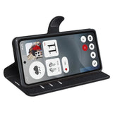 EIDERWOOD Nothing Phone (3a) Faux Leather Flip Case with Cardholder & Stand Function - Black