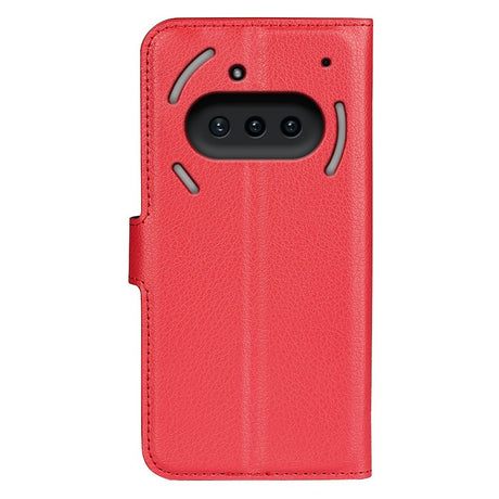 EIDERWOOD Nothing Phone (3a) Faux Leather Flip Case with Cardholder & Stand Function - Red