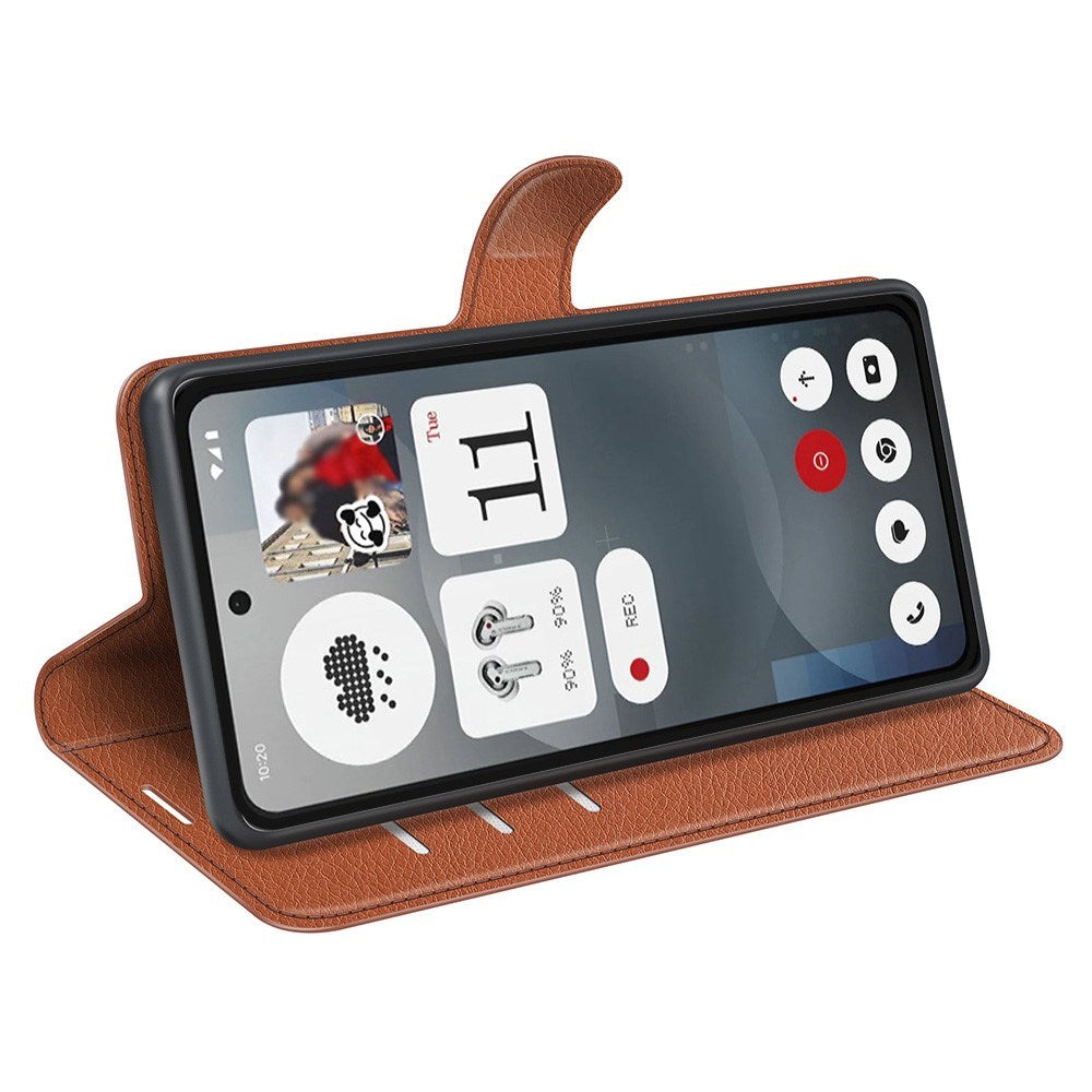 EIDERWOOD Nothing Phone (3a) Faux Leather Flip Case with Cardholder & Stand Function - Brown