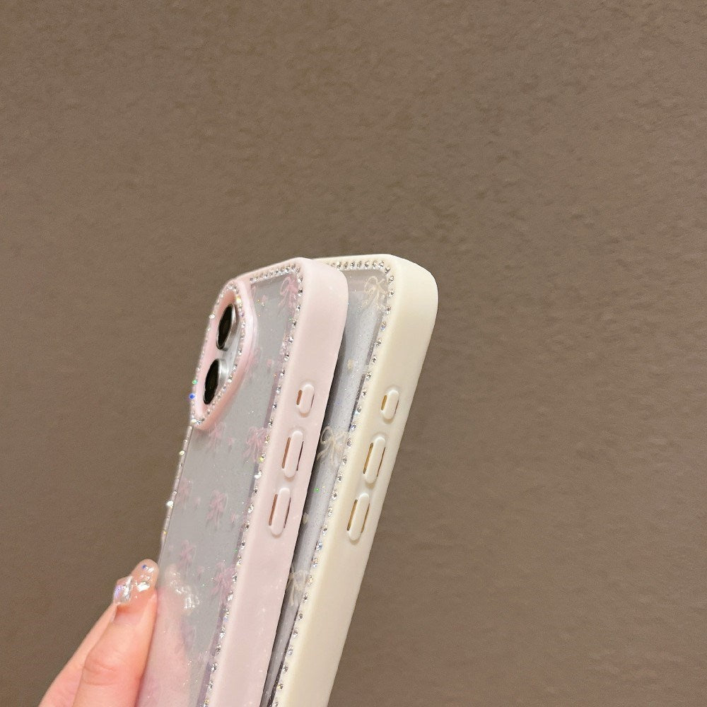 EIDERWOOD iPhone 16 Hybrid Case with Bows and Rhinestones - Transparent / Pink