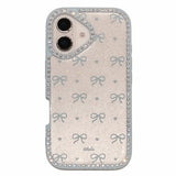 EIDERWOOD iPhone 16 Hybrid Case with Bows and Rhinestones - Transparent / Blue
