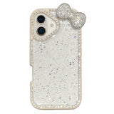 EIDERWOOD iPhone 16 Hybrid Case with 3D Bow and Rhinestones - Transparent / White