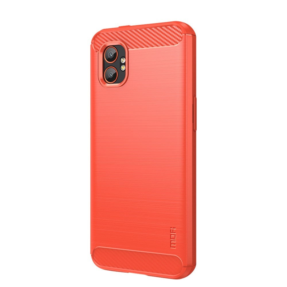 EIDERWOOD Samsung Galaxy Xcover 7 Pro Brushed Carbon Fiber Flexible Plastic Case - Red