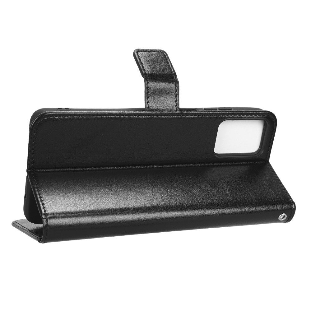 EIDERWOOD Motorola Moto E22 / E22i Leather Flip Case with Stand & Wallet - Black
