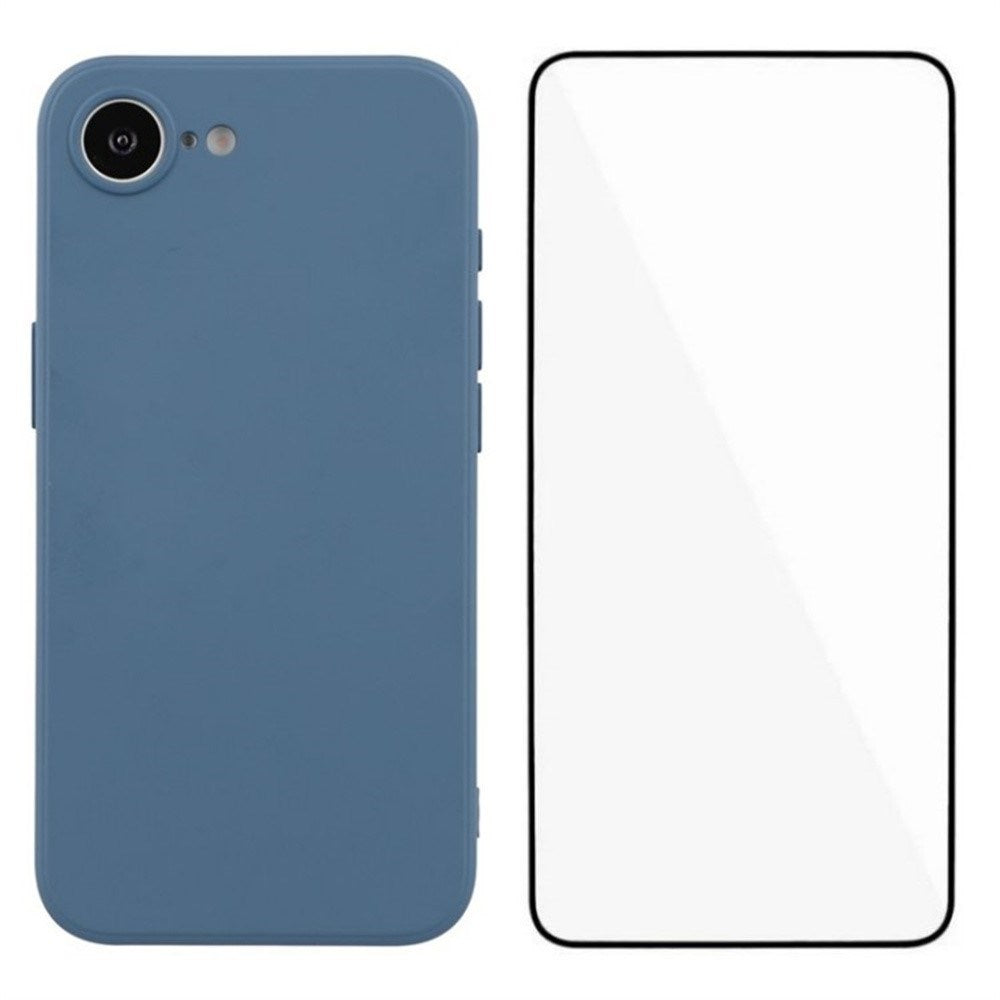 iPhone 16e Protection Set with Flexible Plastic Case & Screen Protector - Blue