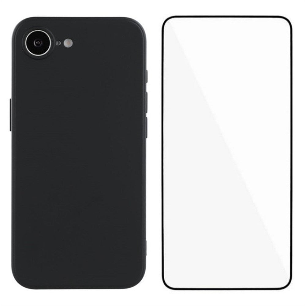 iPhone 16e Protection Set with Flexible Plastic Case & Screen Protector - Black