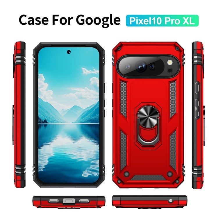 EIDERWOOD Google Pixel 10 Pro XL Hybrid Craftsman Case with 360 Rotatable Kickstand - Red