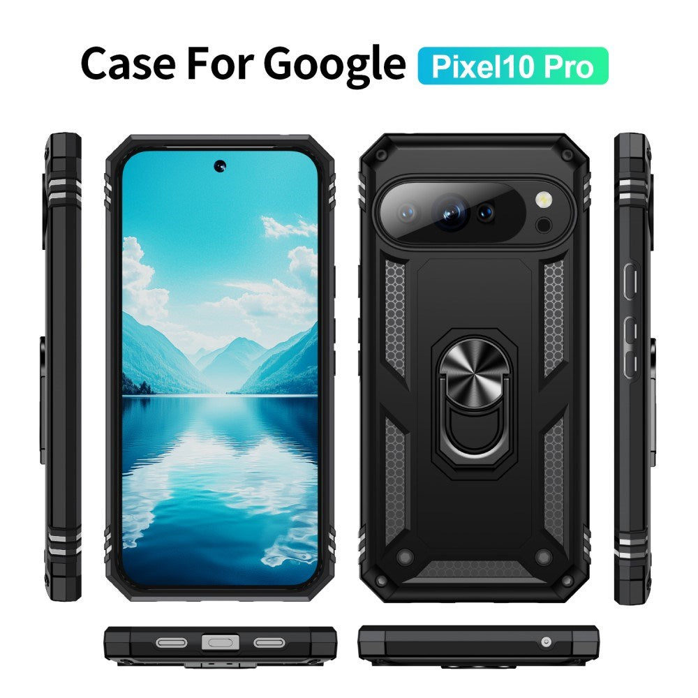 EIDERWOOD Google Pixel 10 / 10 Pro Tough Case with 360 Rotatable Kickstand - Black