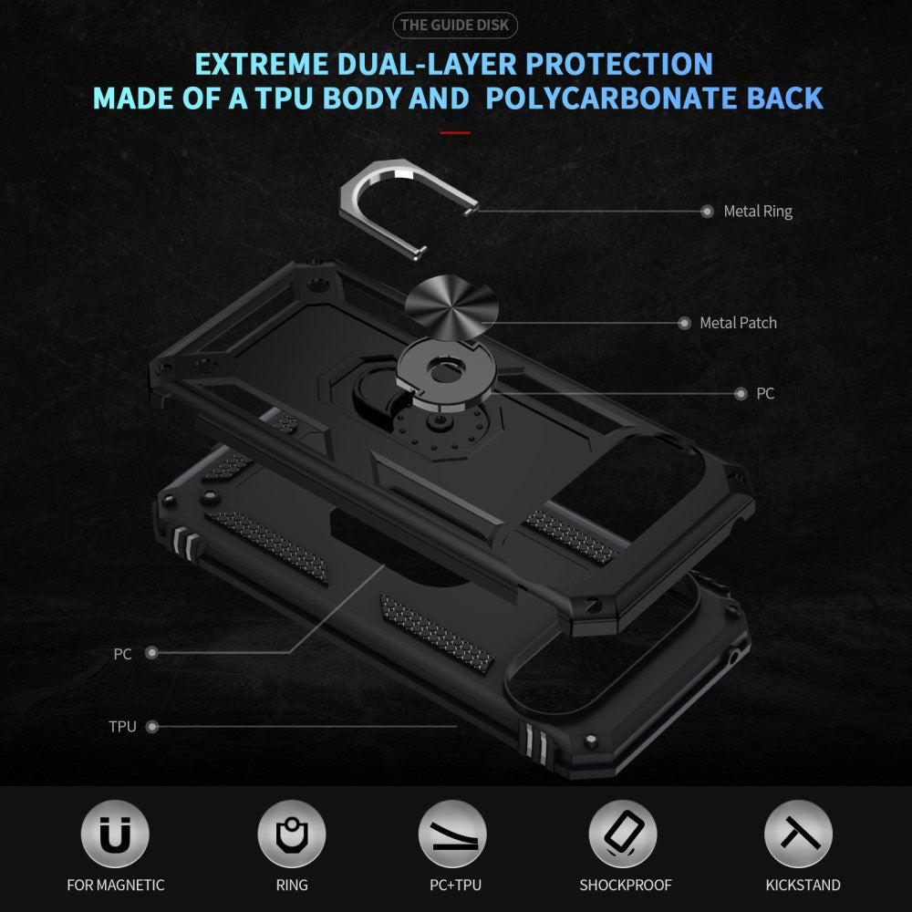 EIDERWOOD Google Pixel 10 / 10 Pro Tough Case with 360 Rotatable Kickstand - Black