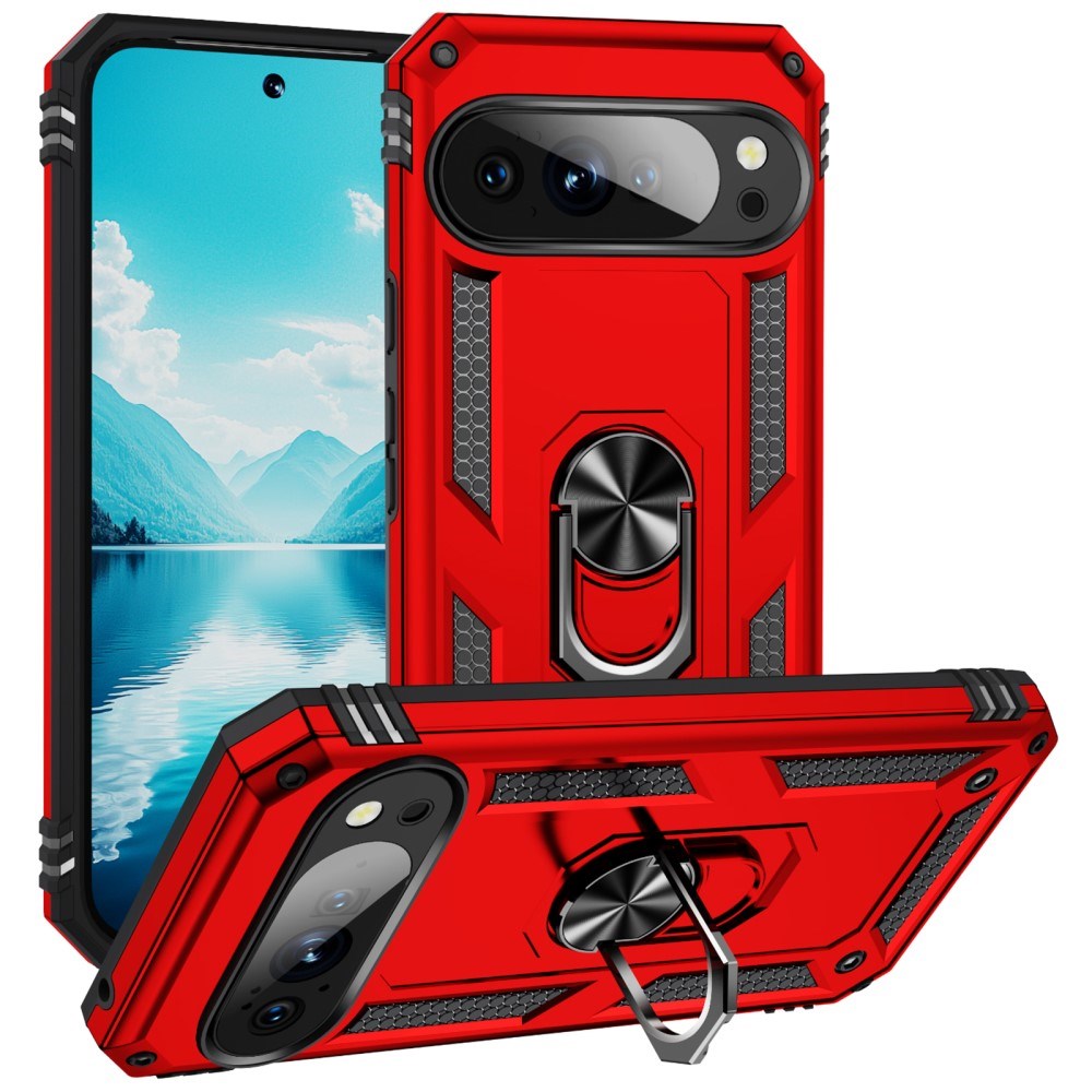 EIDERWOOD Google Pixel 10 / 10 Pro Tough Case with 360 Rotatable Kickstand - Red