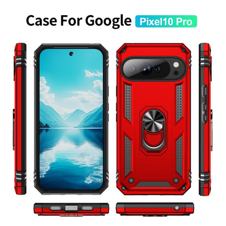 EIDERWOOD Google Pixel 10 / 10 Pro Tough Case with 360 Rotatable Kickstand - Red