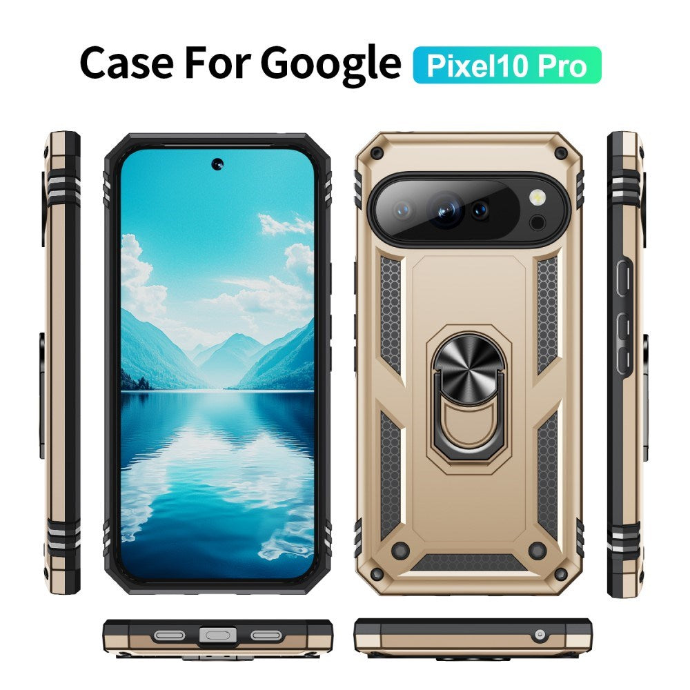 EIDERWOOD Google Pixel 10 / 10 Pro Tough Case with 360 Rotatable Kickstand - Gold