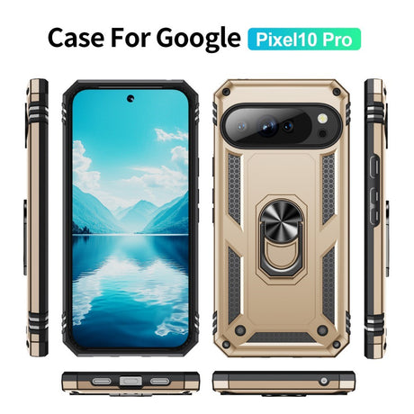 EIDERWOOD Google Pixel 10 / 10 Pro Tough Case with 360 Rotatable Kickstand - Gold