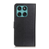 EIDERWOOD Motorola Edge 60 / Edge 60 Fusion Litchi Faux Leather Flip Case with Wallet & Stand Function - Black
